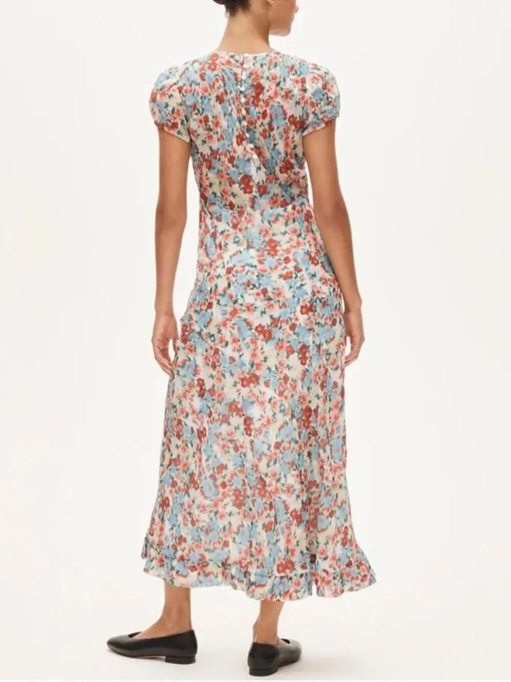 NWT J.Crew Ruffle-Hem Midi Dress Sz 6 Floral Boho Modest Feminine Lined Coquette